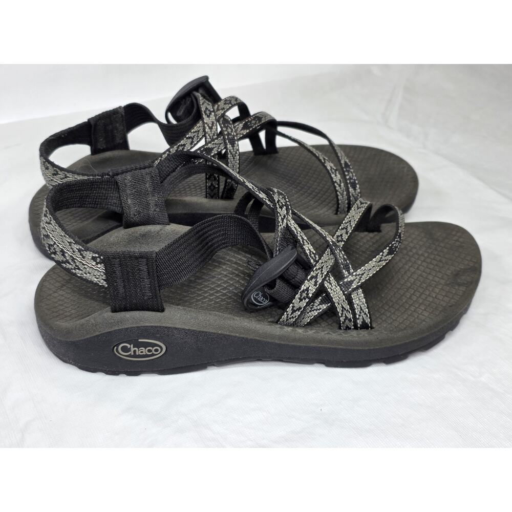 Chaco Women's Sandals Classic Strappy-Gray/White/Black Pattern Size 7 - Picture 2 of 7